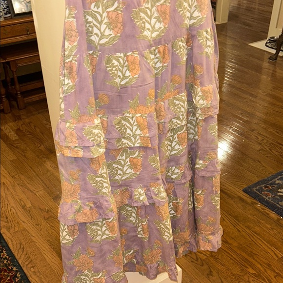 Victoria Dunn Lavender Floral Tiered Ruffle Maxi Dress with Peach Blooms - Picture 3 of 8